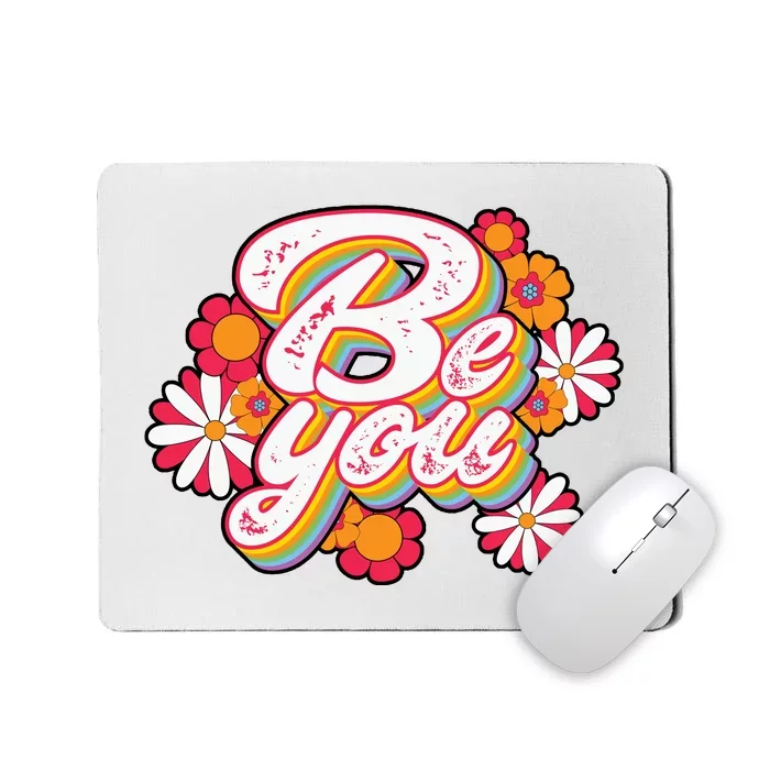 Be You Colorful Retro Vintage Floral Mousepad