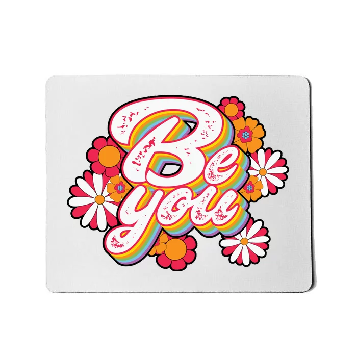 Be You Colorful Retro Vintage Floral Mousepad