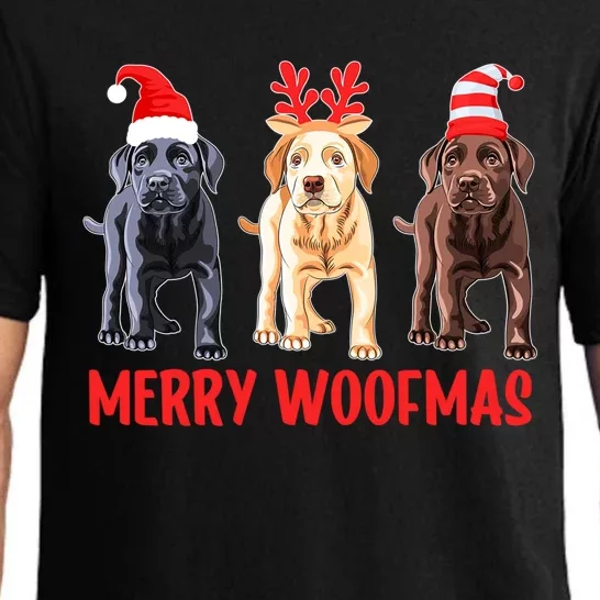 Black Yellow Chocolate Lab Christmas Labrador Merry Woofmas Gift Pajama Set