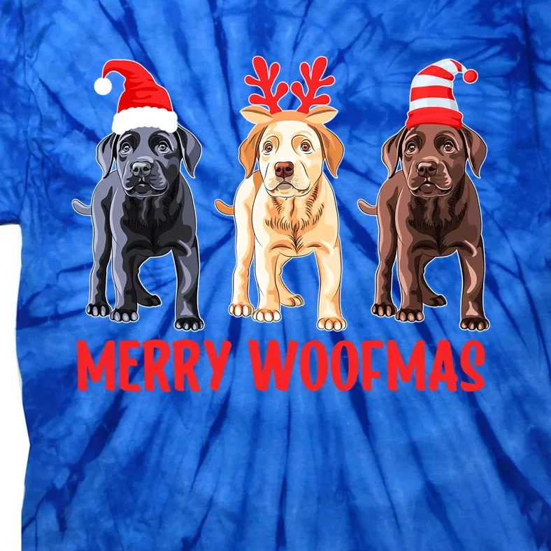 Black Yellow Chocolate Lab Christmas Labrador Merry Woofmas Gift Tie-Dye T-Shirt