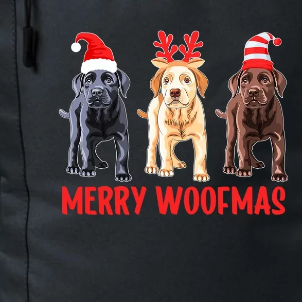 Black Yellow Chocolate Lab Christmas Labrador Merry Woofmas Gift Daily Commute Backpack