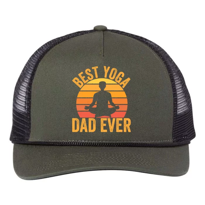 Best Yoga Dad Ever Yoga Dad Vintage Sunset Gift Retro Rope Trucker Hat Cap