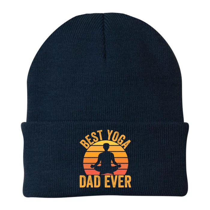 Best Yoga Dad Ever Yoga Dad Vintage Sunset Gift Knit Cap Winter Beanie