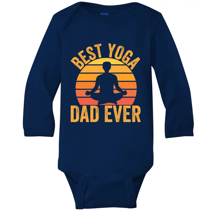 Best Yoga Dad Ever Yoga Dad Vintage Sunset Gift Baby Long Sleeve Bodysuit