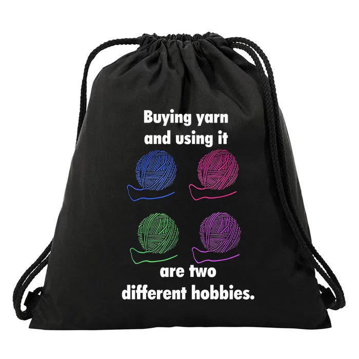 Buying Yarn Different Hobbies Knitting Crochet Funny Gift Drawstring Bag