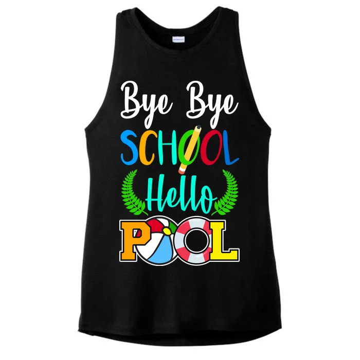 Bye Bye School Hello Pool Ladies Tri-Blend Wicking Tank