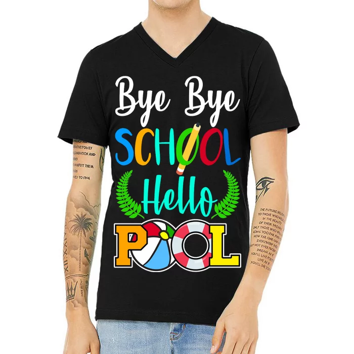 Bye Bye School Hello Pool V-Neck T-Shirt