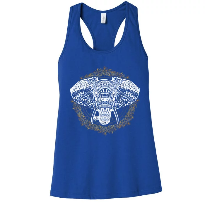 Bohemian Yoga Elephant Boho Majestic Spirit Animal Gift Women's Racerback Tank