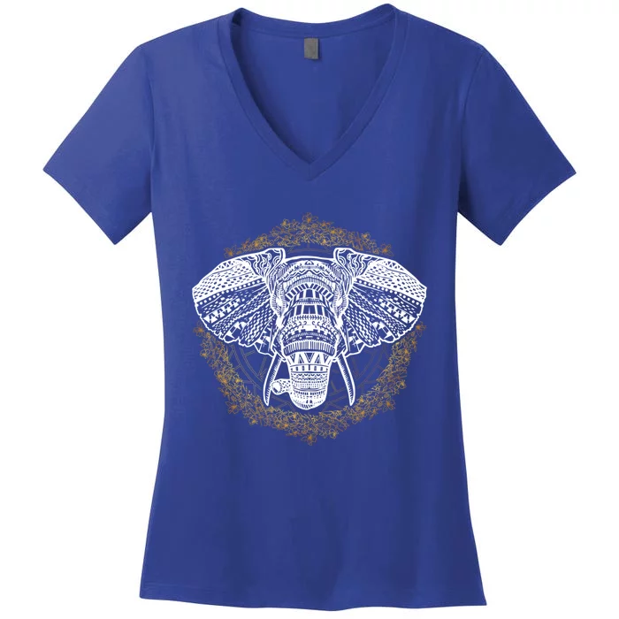 Bohemian Yoga Elephant Boho Majestic Spirit Animal Gift Women's V-Neck T-Shirt