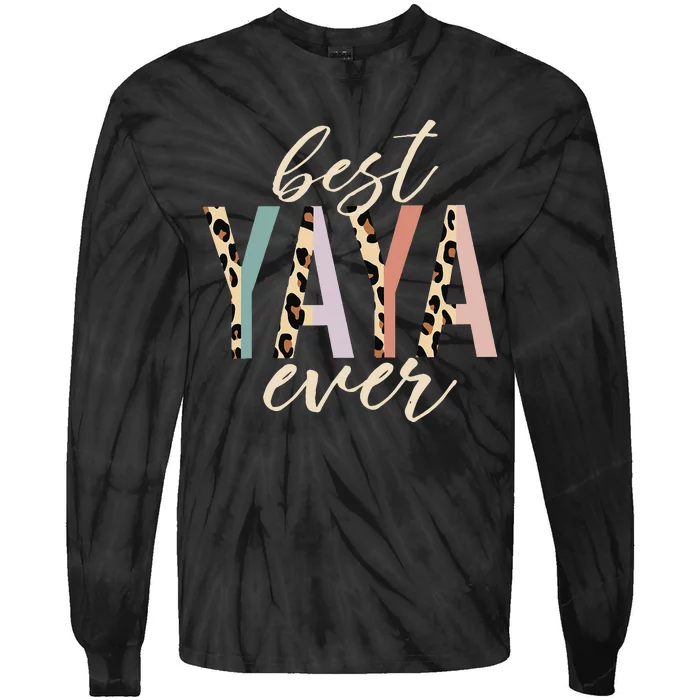 Best Yaya Ever Gifts Leopard Print Mothers Day Tie-Dye Long Sleeve Shirt