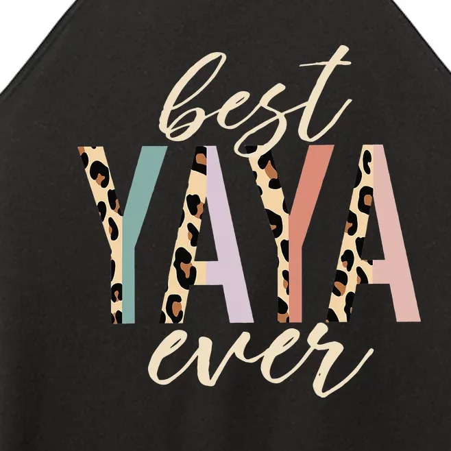 Best Yaya Ever Gifts Leopard Print Mothers Day Women’s Perfect Tri Rocker Tank