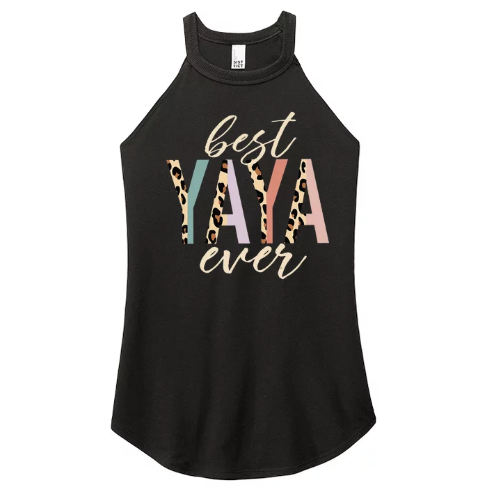 Best Yaya Ever Gifts Leopard Print Mothers Day Women’s Perfect Tri Rocker Tank