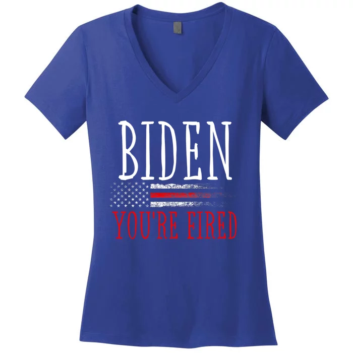 Biden YouRe Fired Elect Trump President 2024 American Flag Funny Gift Women's V-Neck T-Shirt