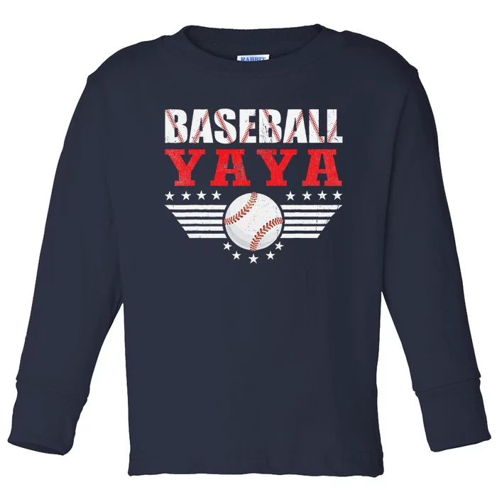 Baseball Yaya Funny Sports Players Yaya Fathers Day Toddler Long Sleeve Shirt