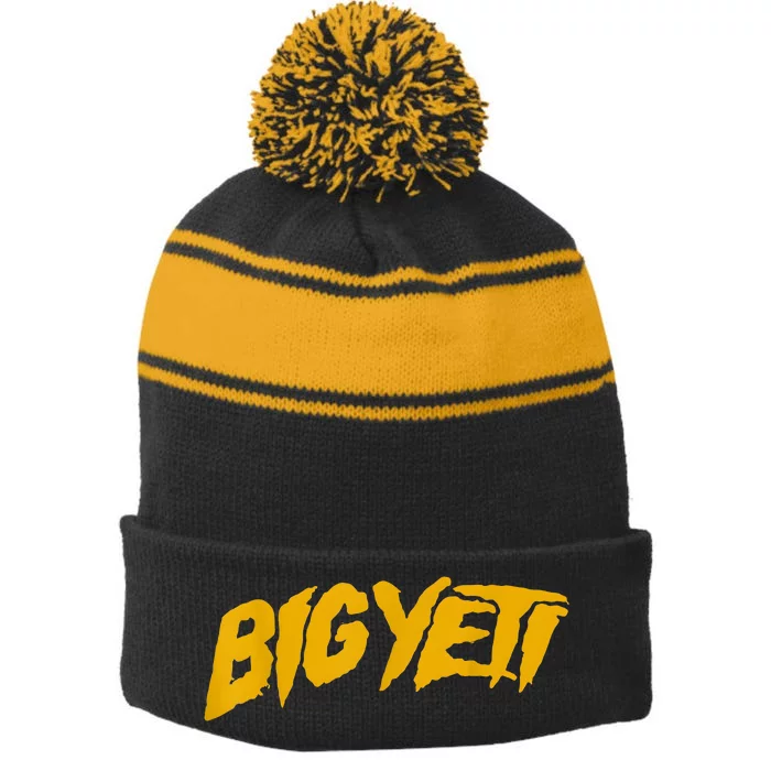 Big Yeti Fans Kelce Funny Text Stripe Pom Pom Beanie