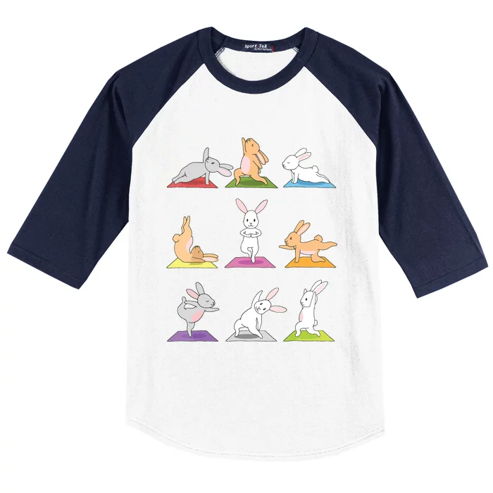 Bunny Yoga Funny Rabbits In Yoga Poses Sports Tee Baseball Sleeve Shirt