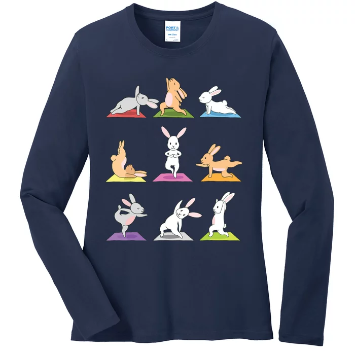 Bunny Yoga Funny Rabbits In Yoga Poses Sports Tee Ladies Long Sleeve Shirt