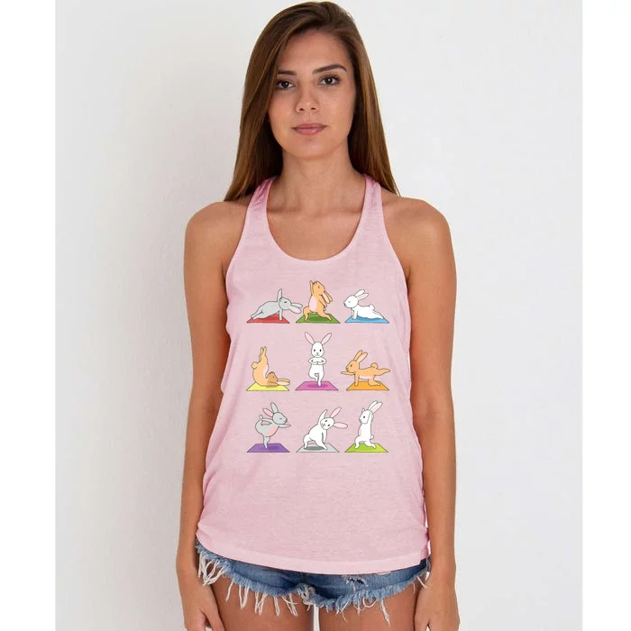 Bunny Yoga Funny Rabbits In Yoga Poses Sports Tee Women's Knotted Racerback Tank