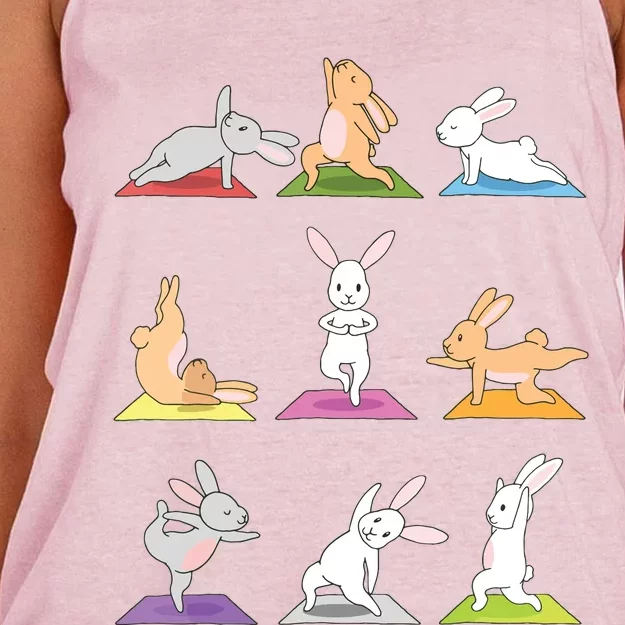 Bunny Yoga Funny Rabbits In Yoga Poses Sports Tee Women's Knotted Racerback Tank