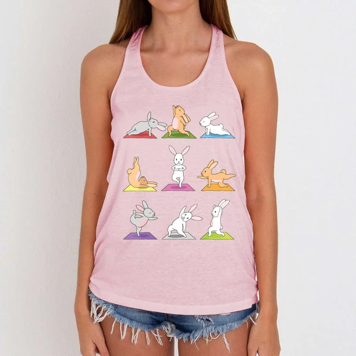 Bunny Yoga Funny Rabbits In Yoga Poses Sports Tee Women's Knotted Racerback Tank