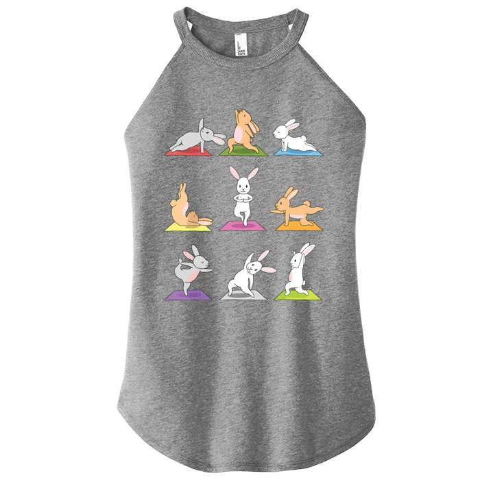 Bunny Yoga Funny Rabbits In Yoga Poses Sports Tee Women’s Perfect Tri Rocker Tank