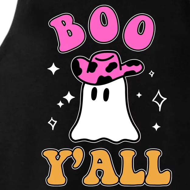 Boo Yall Ghost Halloween Ladies Tri-Blend Wicking Tank