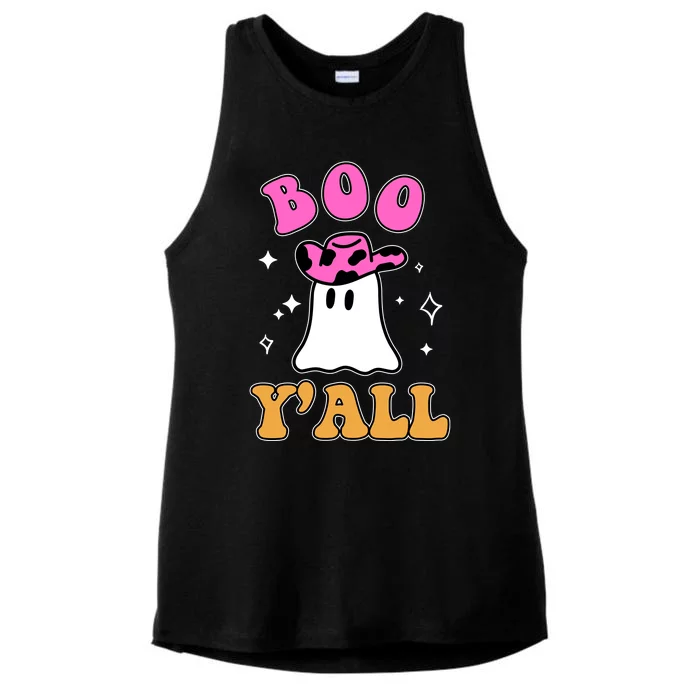 Boo Yall Ghost Halloween Ladies Tri-Blend Wicking Tank