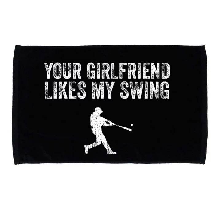 Baseball Your Girlfriend Likes My Swing Vintage Microfiber Hand Towel