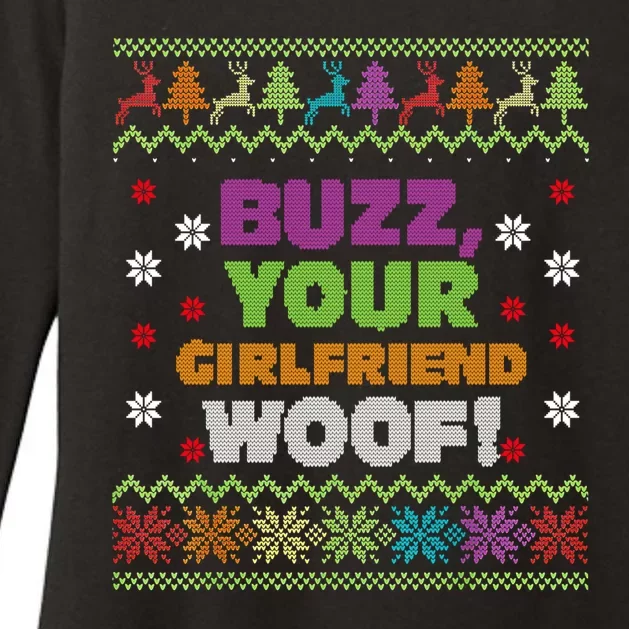 Buzz Your Girlfriend Woof Xmas Womens CVC Long Sleeve Shirt