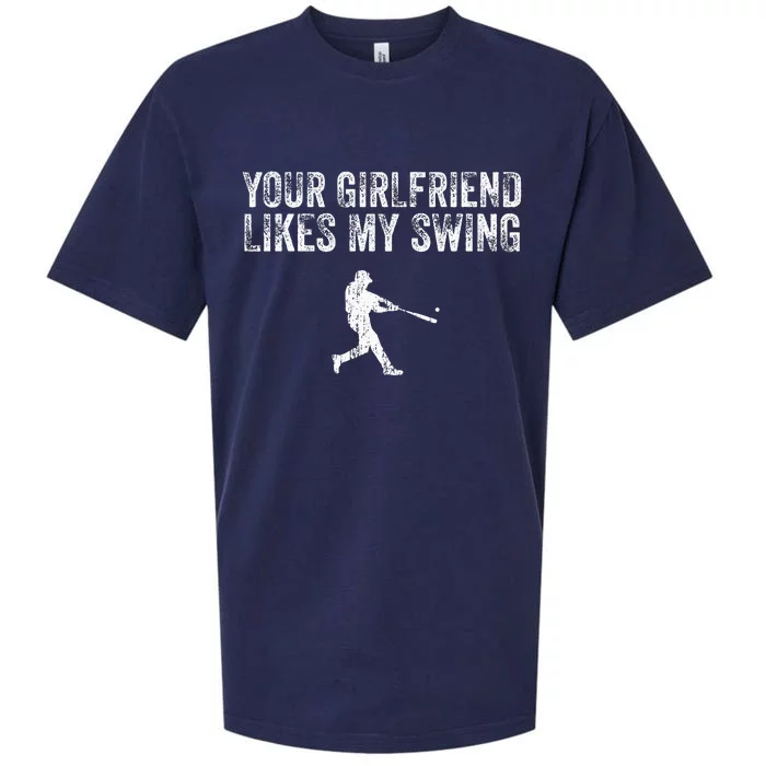 Baseball Your Girlfriend Likes My Swing Vintage Sueded Cloud Jersey T-Shirt