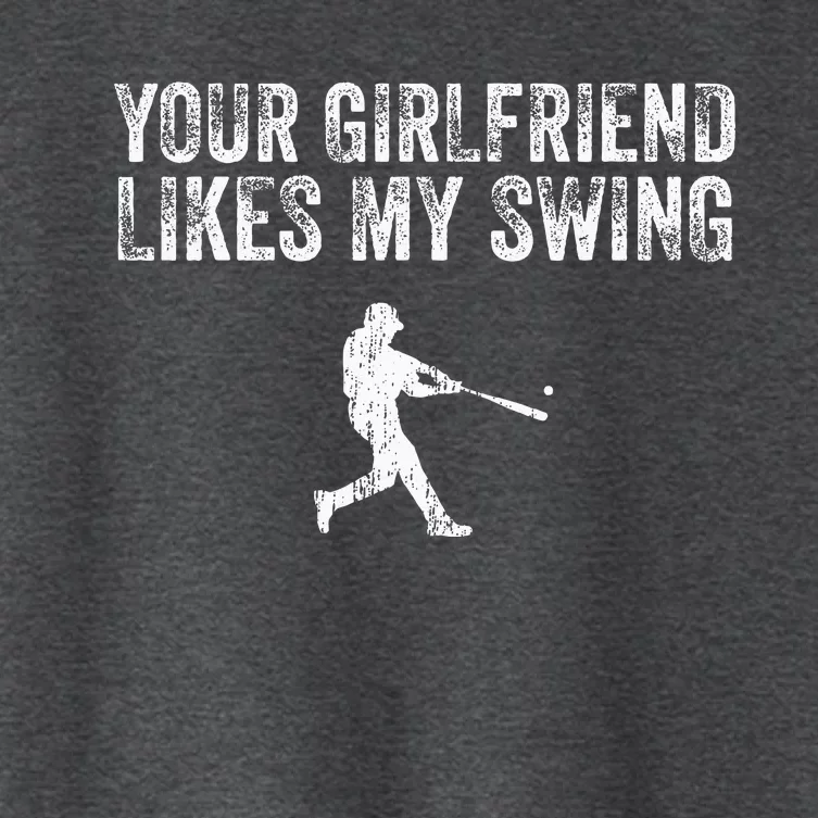 Baseball Your Girlfriend Likes My Swing Women's Crop Top Tee