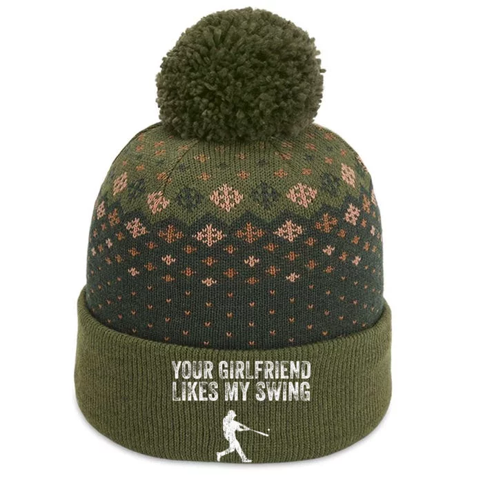 Baseball Your Girlfriend Likes My Swing The Baniff Cuffed Pom Beanie