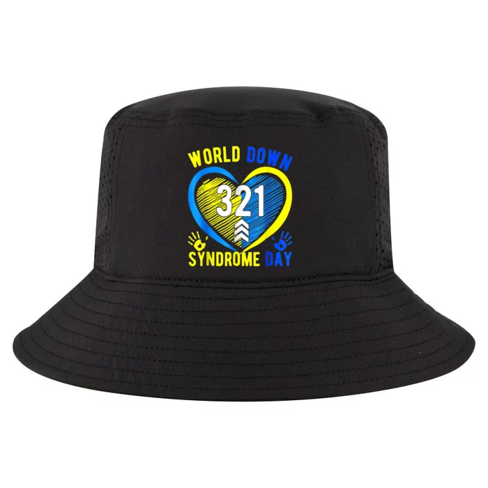 Blue Yellow Heart 21 World Down Syndrome Awareness  Day Cool Comfort Performance Bucket Hat