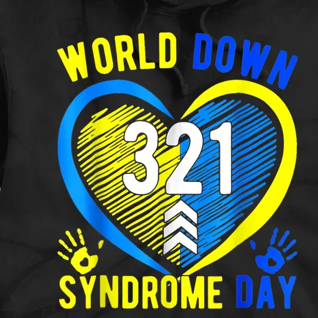 Blue Yellow Heart 21 World Down Syndrome Awareness  Day Tie Dye Hoodie