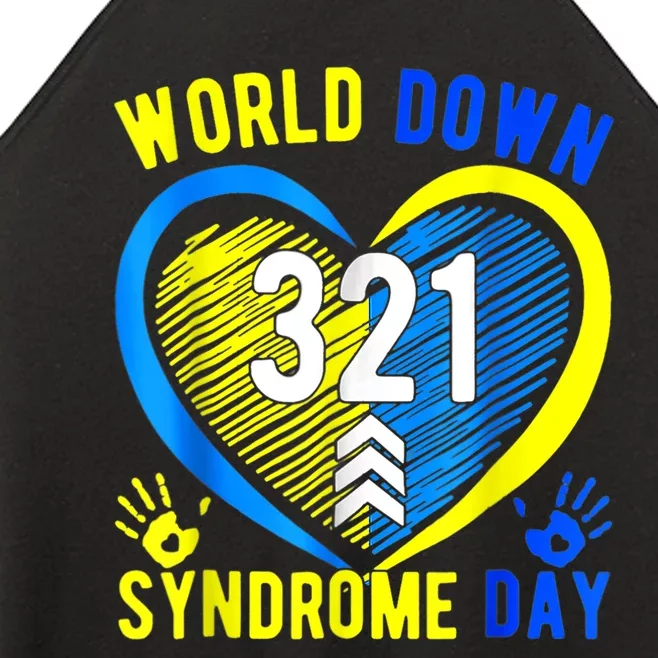 Blue Yellow Heart 21 World Down Syndrome Awareness  Day Women’s Perfect Tri Rocker Tank