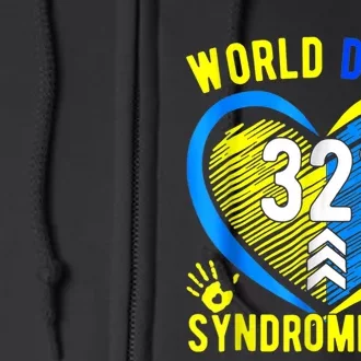 Blue Yellow Heart 21 World Down Syndrome Awareness  Day Full Zip Hoodie