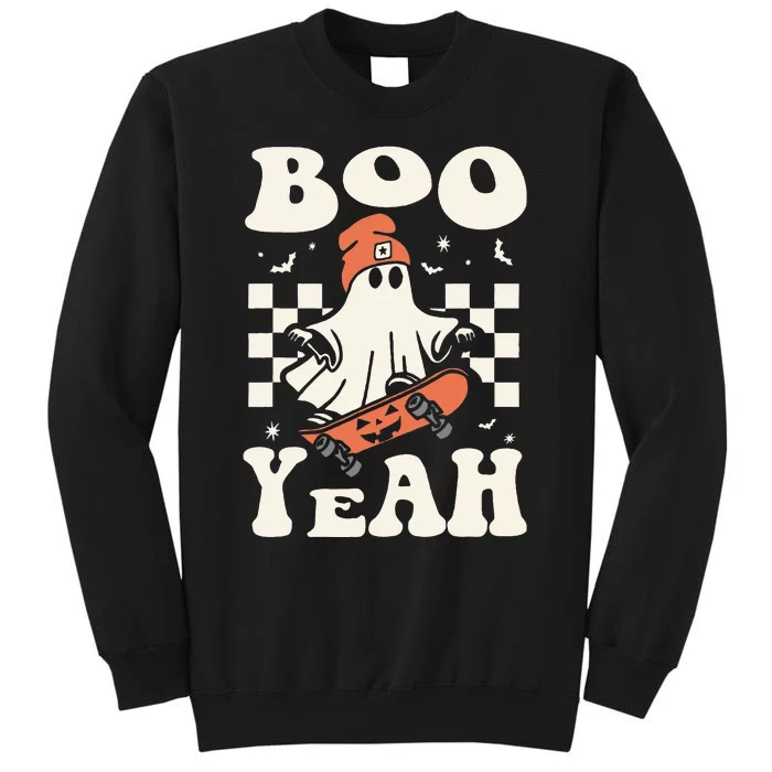 Boo Yeah Halloween Ghost Retro Skateboard Tall Sweatshirt