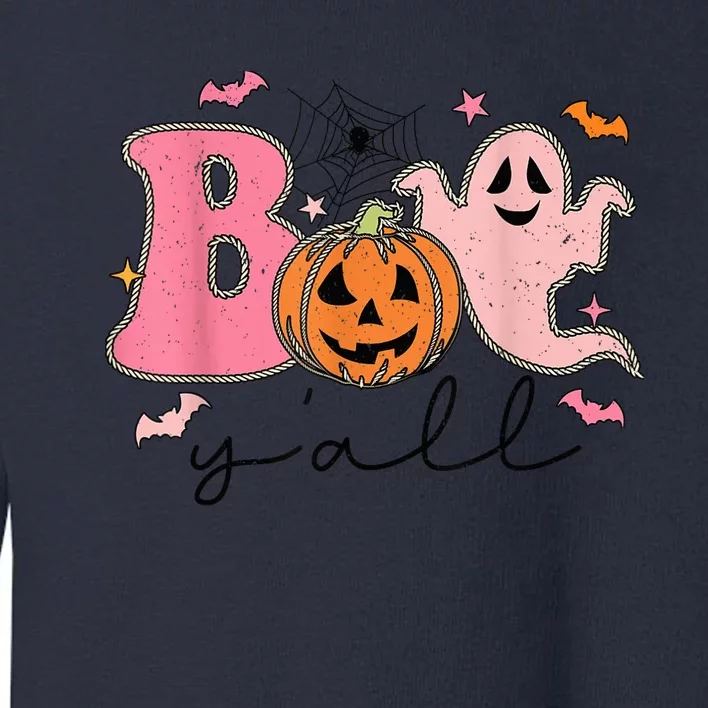 Boo Y'all Halloween Cute Cowboy Ghost Pumpkin Funny Western Toddler Sweatshirt