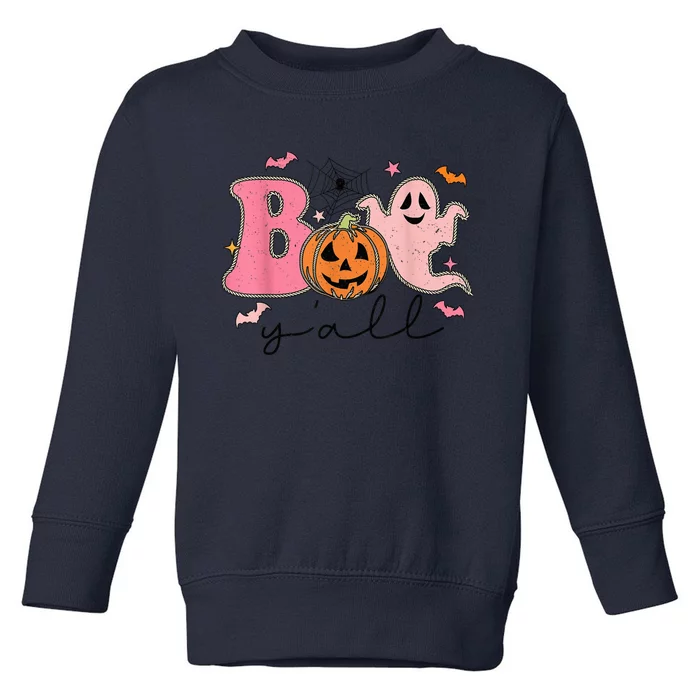 Boo Y'all Halloween Cute Cowboy Ghost Pumpkin Funny Western Toddler Sweatshirt