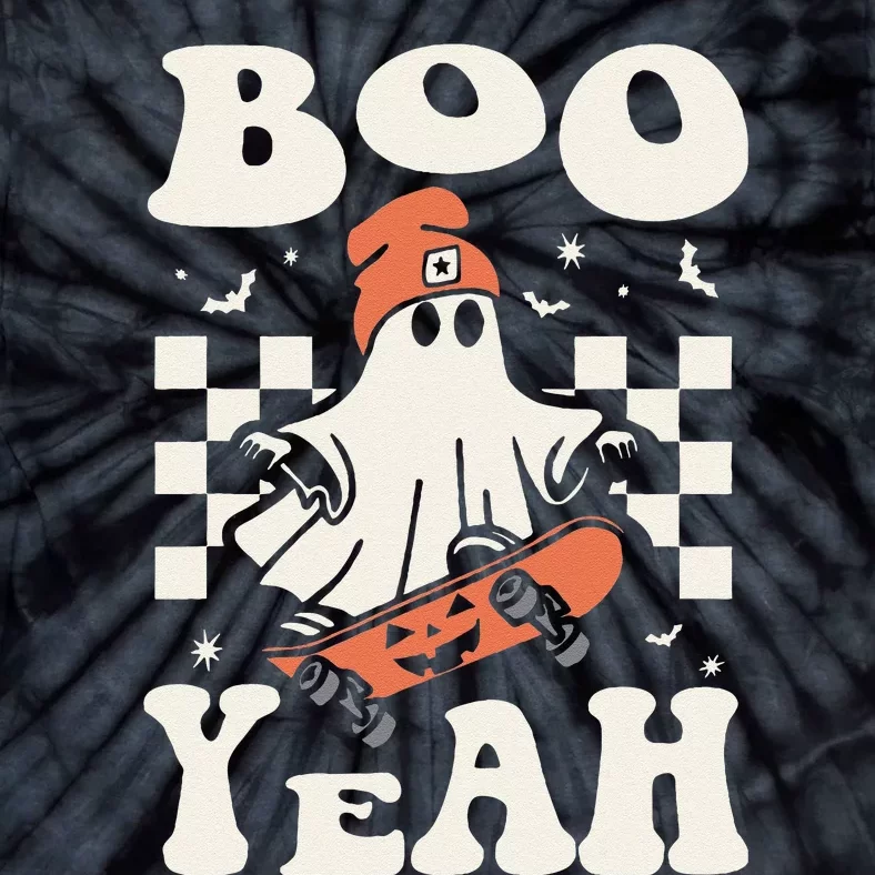 Boo Yeah Halloween Ghost Retro Skateboard Tie-Dye T-Shirt