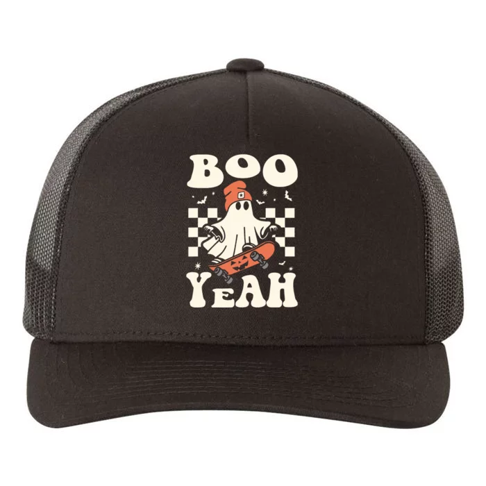 Boo Yeah Halloween Ghost Boy Retro Skateboard Yupoong Adult 5-Panel Trucker Hat