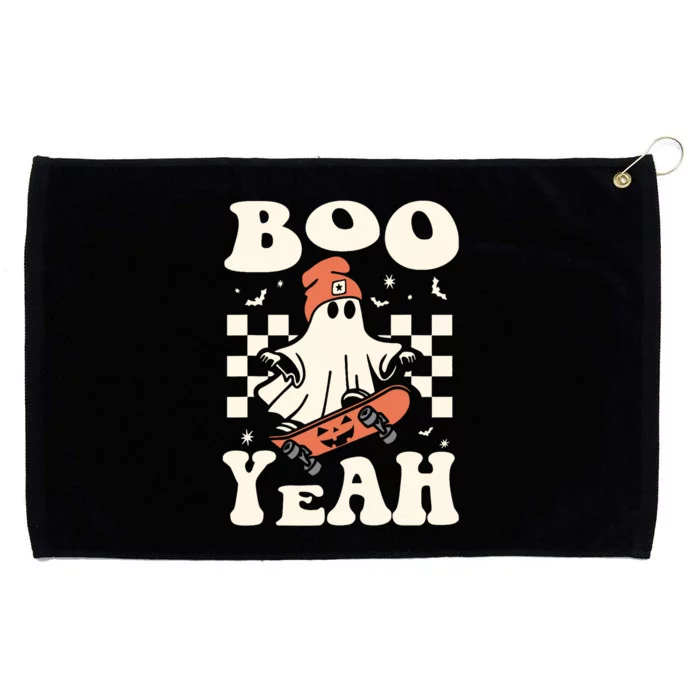 Boo Yeah Halloween Ghost Boy Retro Skateboard Grommeted Golf Towel