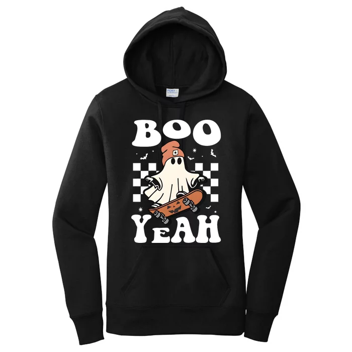 Boo Yeah Halloween Ghost Skateboard Women's Pullover Hoodie