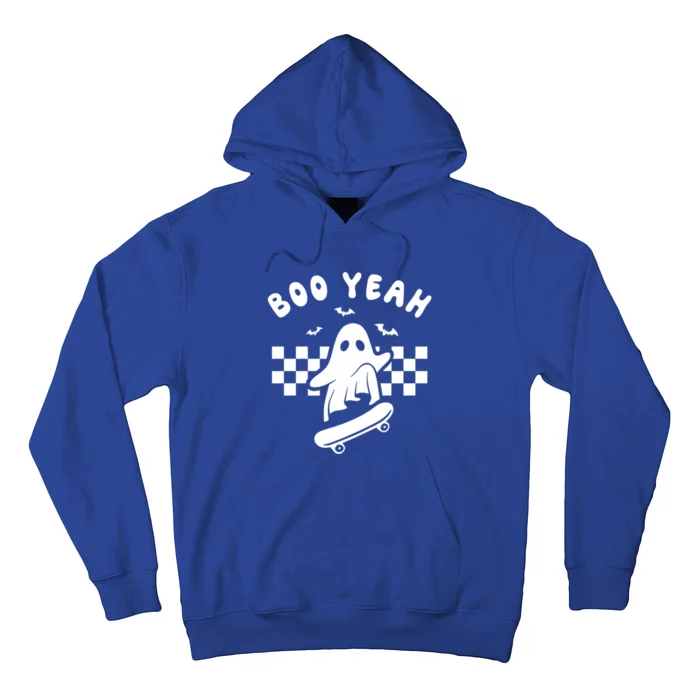 Boo Yeah Halloween Ghost Skateboard Retro Halloween Costume Funny Gift Hoodie