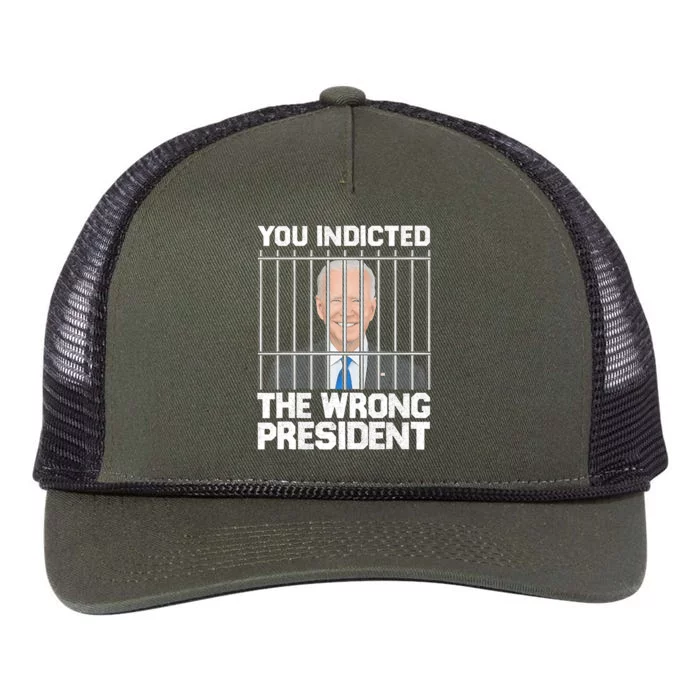 Biden You Indicted The Wrong President Retro Rope Trucker Hat Cap