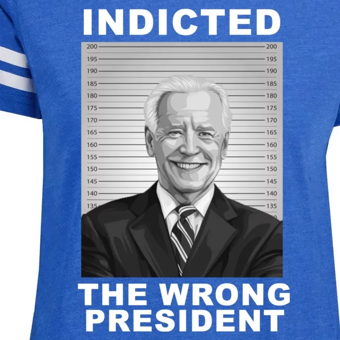 Biden You Indicted The Wrong President Funny Political Enza Ladies Jersey Football T-Shirt