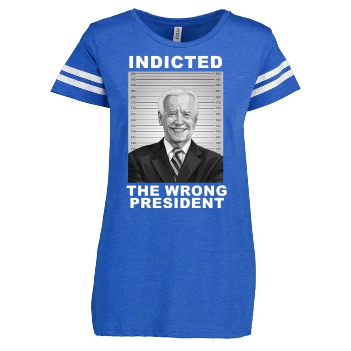 Biden You Indicted The Wrong President Funny Political Enza Ladies Jersey Football T-Shirt