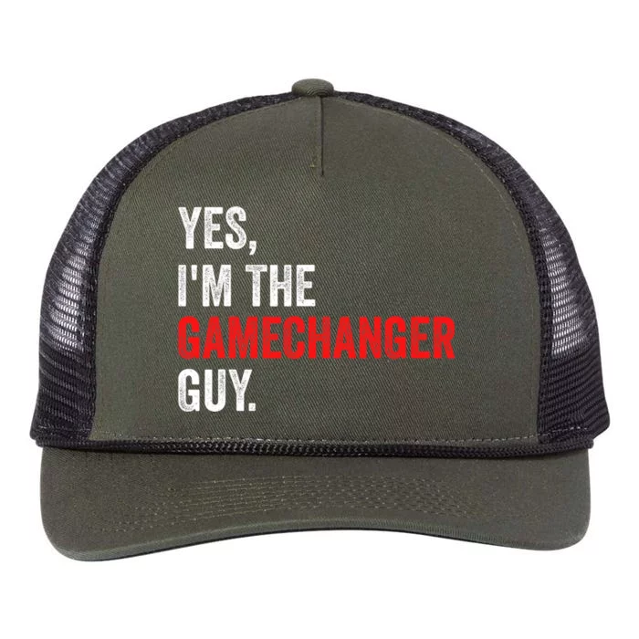 Baseball Yes IM The Gamechanger Guy Funny Retro Rope Trucker Hat Cap