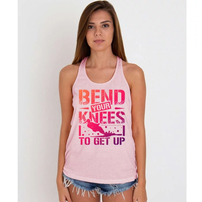 Bend Your Knees Water Skiing Gift Women's Knotted Racerback Tank