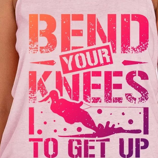 Bend Your Knees Water Skiing Gift Women's Knotted Racerback Tank